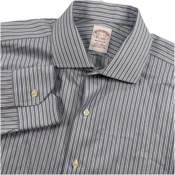 Brooks Brothers Other - Brooks Brothers Madison Mens 15.5 Blue Striped Long Sleeve Button Down Shirt